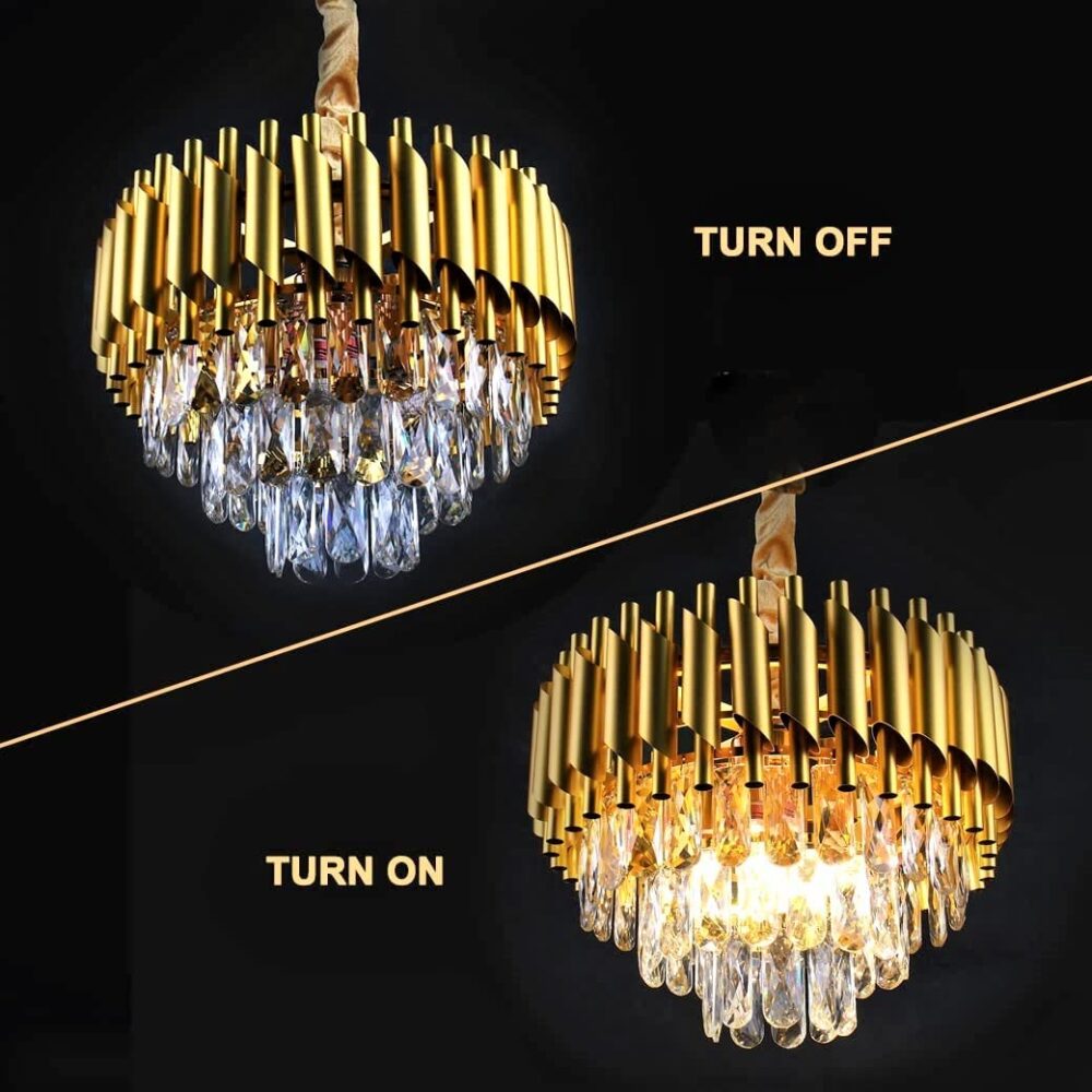 Modern Crystal 3-Tier Gold Chandeliers - Image 3