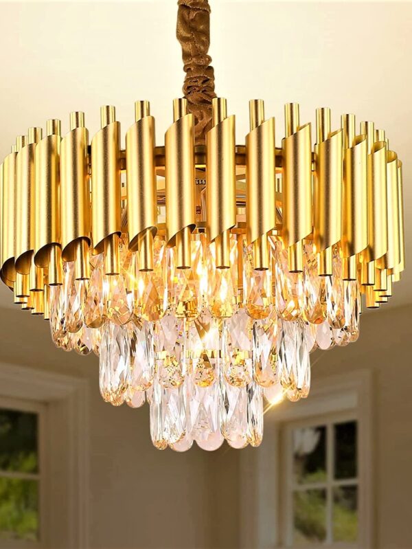 Modern Crystal 3-Tier Gold Chandeliers